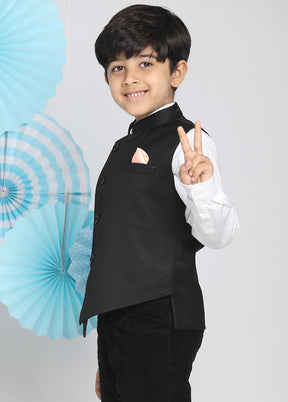 Black Cotton Nehru Jacket - Indian Silk House Agencies