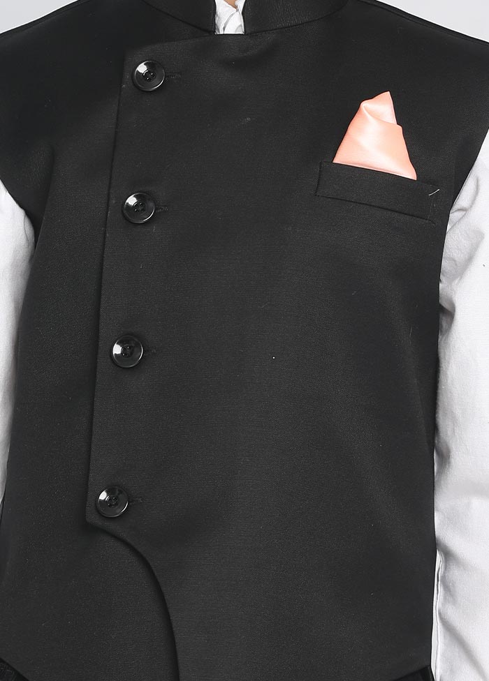 Black Cotton Nehru Jacket - Indian Silk House Agencies