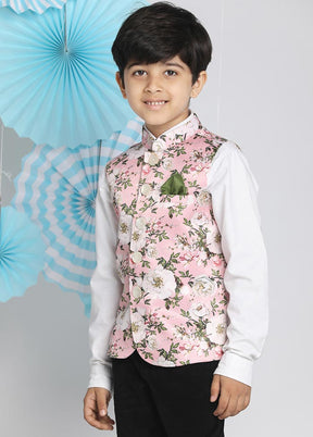 Pink Silk Nehru Jacket - Indian Silk House Agencies