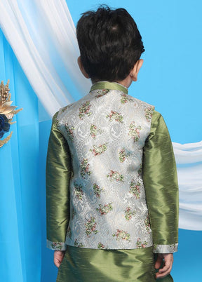 Green Silk Nehru Jacket - Indian Silk House Agencies