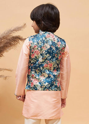 Blue Silk Nehru Jacket - Indian Silk House Agencies