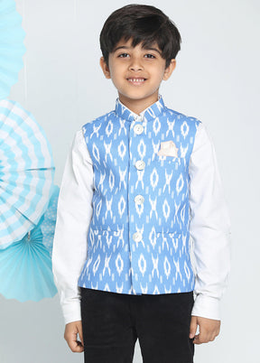 Blue Silk Ethnic Jacket - Indian Silk House Agencies