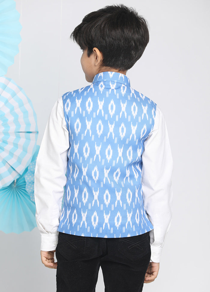 Blue Silk Ethnic Jacket - Indian Silk House Agencies