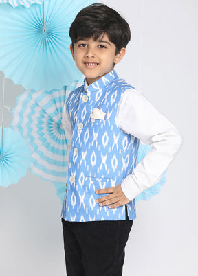 Blue Silk Ethnic Jacket - Indian Silk House Agencies