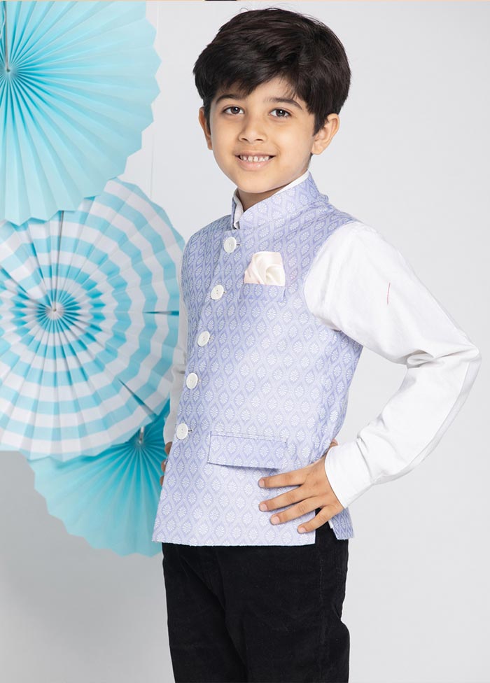 Light Blue Silk Nehru Jacket - Indian Silk House Agencies