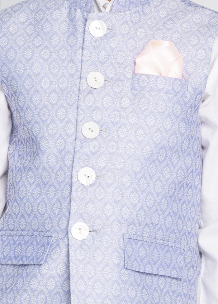 Light Blue Silk Nehru Jacket - Indian Silk House Agencies