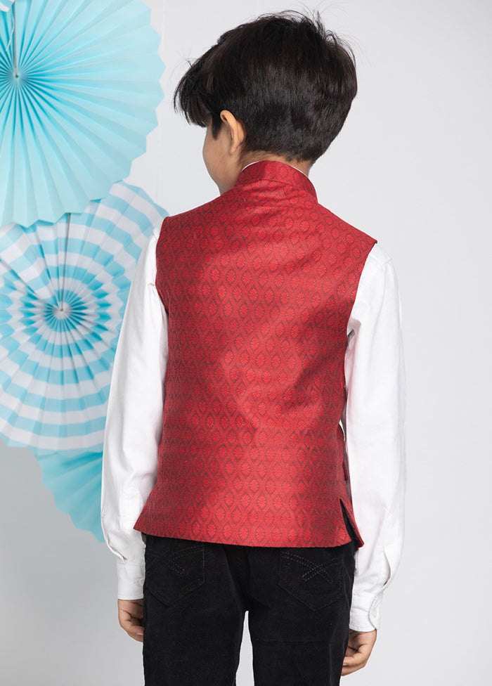 Maroon Silk Ethnic Jacket - Indian Silk House Agencies