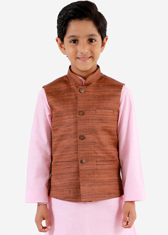 Brown Silk Ethnic Jacket - Indian Silk House Agencies