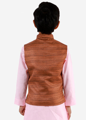 Brown Silk Ethnic Jacket - Indian Silk House Agencies