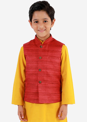 Maroon Silk Ethnic Jacket - Indian Silk House Agencies