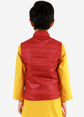 Maroon Silk Ethnic Jacket - Indian Silk House Agencies