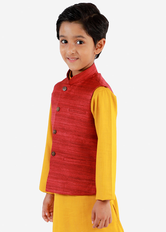 Maroon Silk Ethnic Jacket - Indian Silk House Agencies