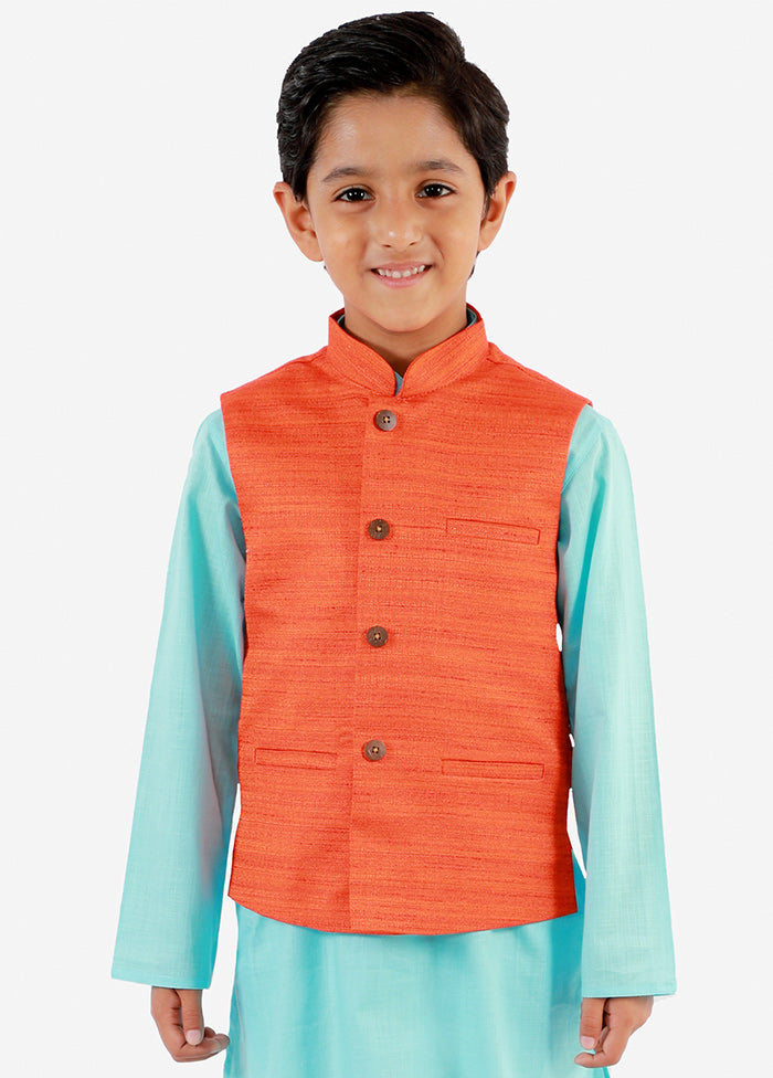 Orange Silk Ethnic Jacket - Indian Silk House Agencies