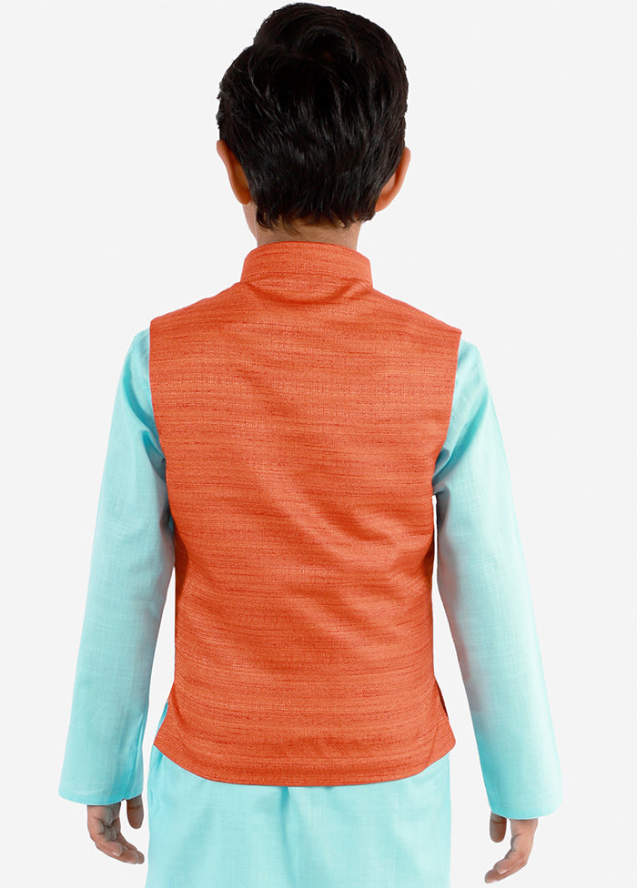 Orange Silk Ethnic Jacket - Indian Silk House Agencies