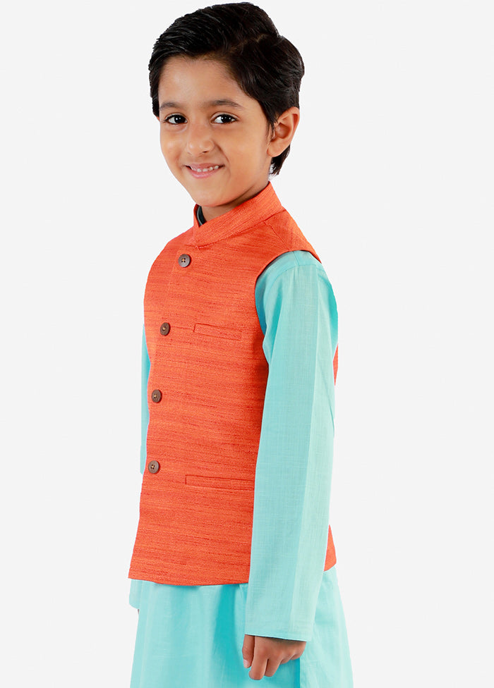 Orange Silk Ethnic Jacket - Indian Silk House Agencies