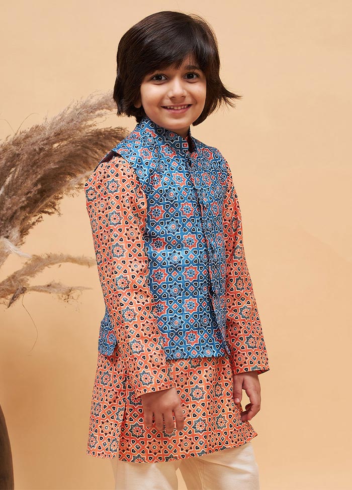 Blue Silk Nehru Jacket - Indian Silk House Agencies