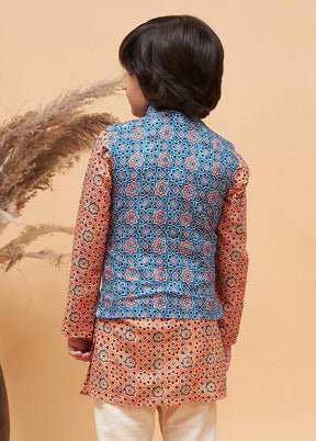 Blue Silk Nehru Jacket - Indian Silk House Agencies