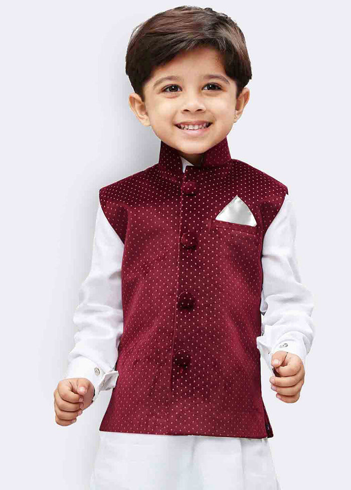 Maroon Silk Ethnic Jacket - Indian Silk House Agencies