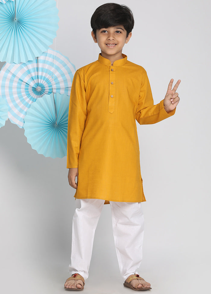 Mustard Festive Silk Kurta Pajama Set - Indian Silk House Agencies