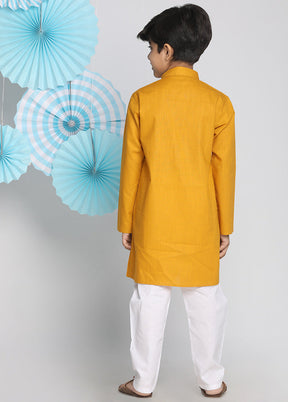 Mustard Festive Silk Kurta Pajama Set - Indian Silk House Agencies