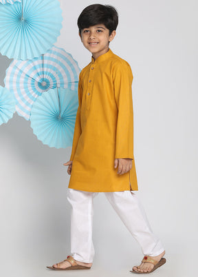 Mustard Festive Silk Kurta Pajama Set - Indian Silk House Agencies