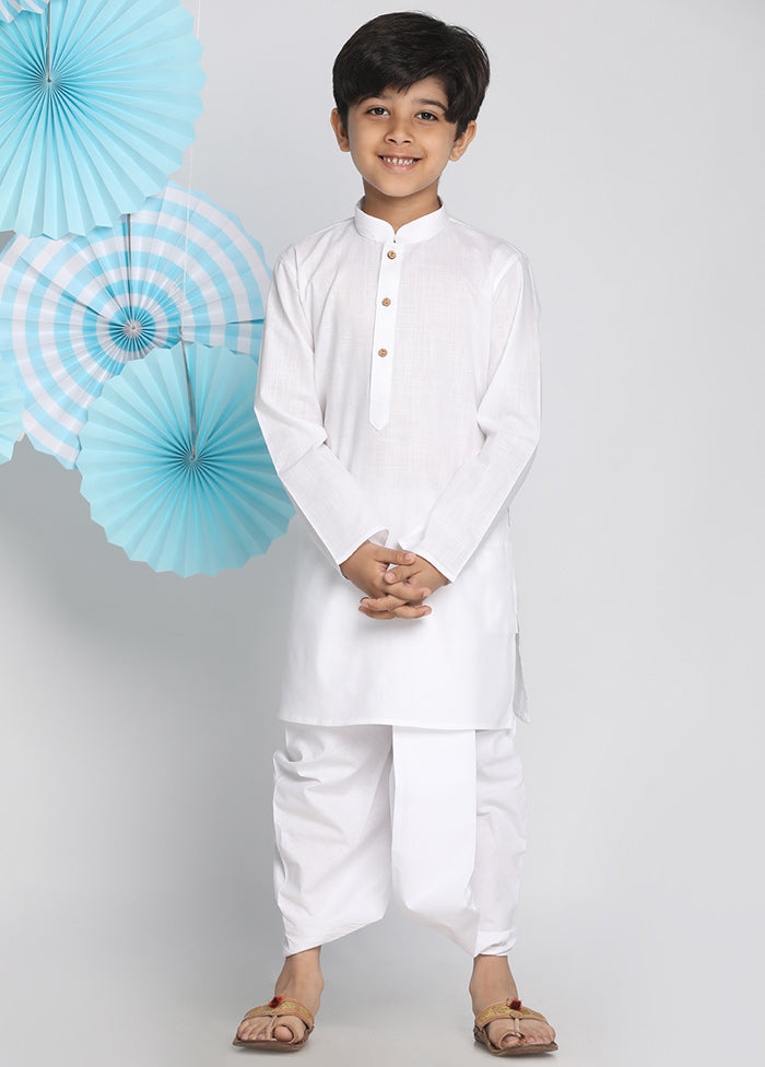 White Festive Silk Kurta Pajama Set - Indian Silk House Agencies