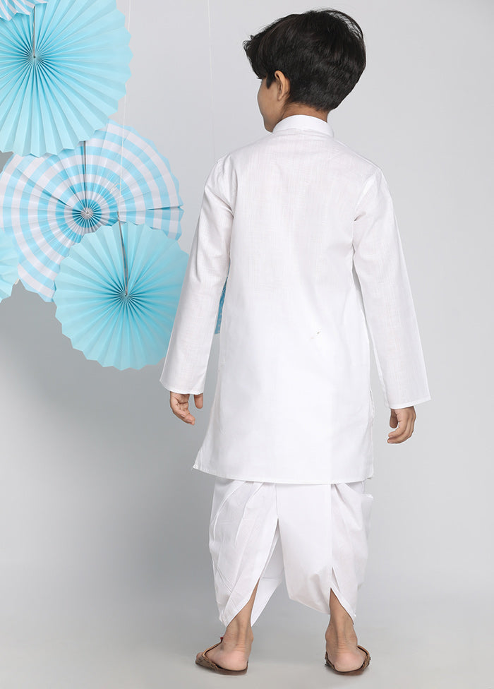 White Festive Silk Kurta Pajama Set - Indian Silk House Agencies