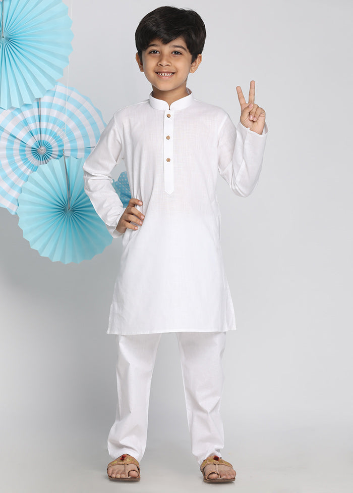 White Festive Silk Kurta Pajama Set - Indian Silk House Agencies