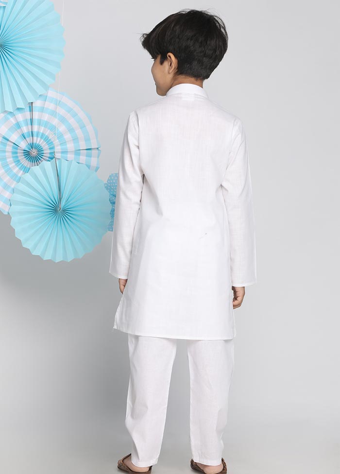 2 Pc White Cotton Kurta Pajama Set - Indian Silk House Agencies