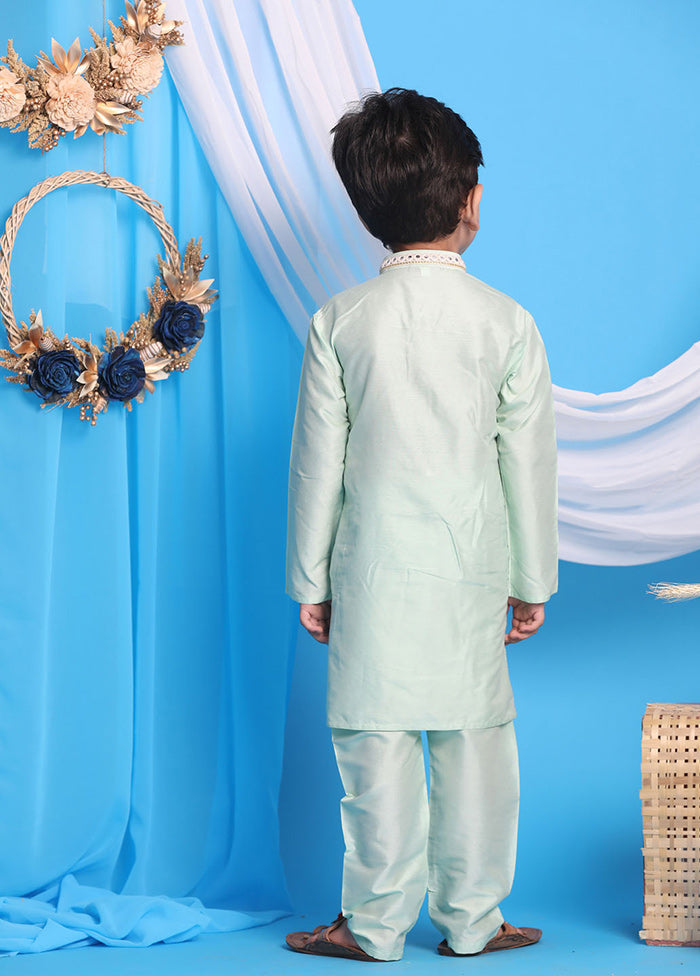 Aqua Green Festive Silk Kurta Pajama Set - Indian Silk House Agencies