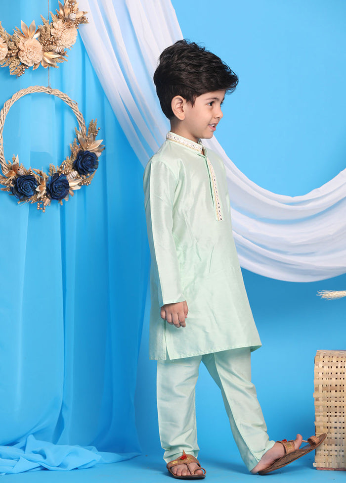 Aqua Green Festive Silk Kurta Pajama Set - Indian Silk House Agencies