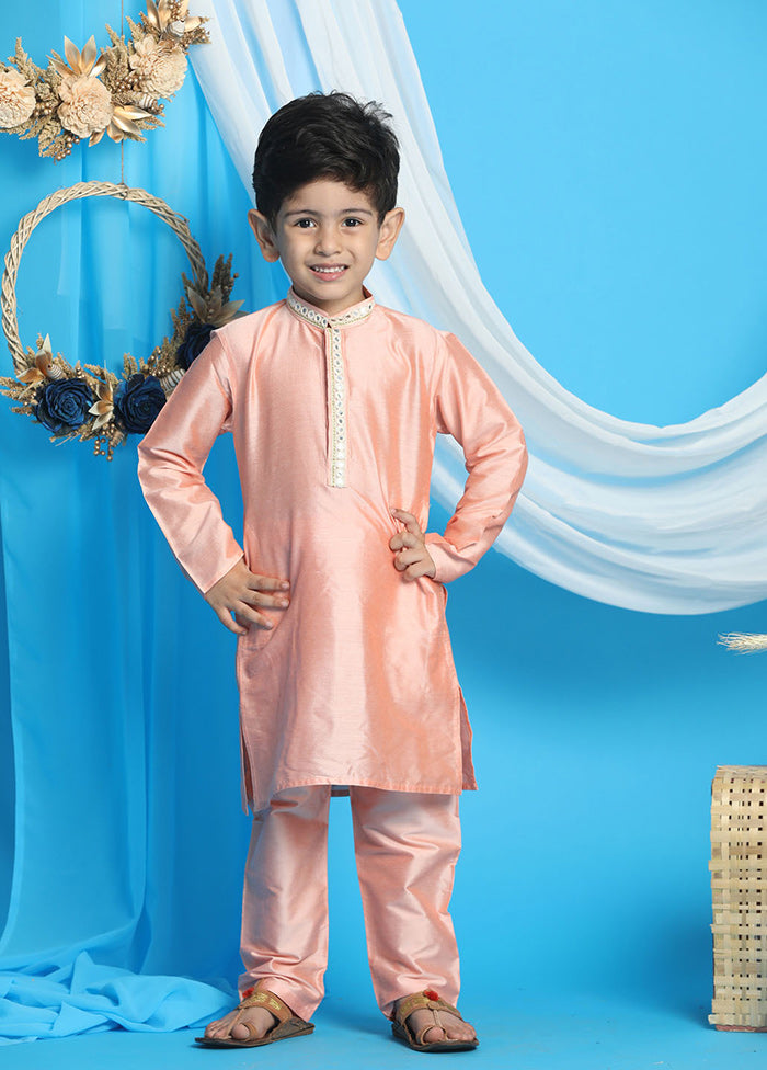 Pink Festive Silk Kurta Pajama Set - Indian Silk House Agencies