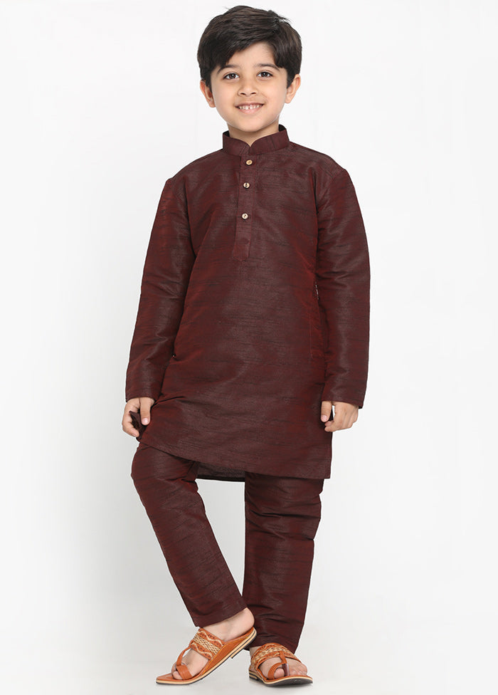 Wine Festive Silk Kurta Pajama Set - Indian Silk House Agencies