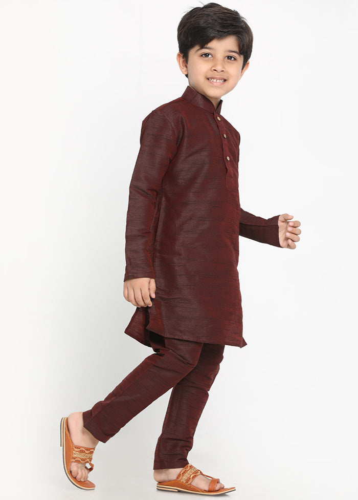 Wine Festive Silk Kurta Pajama Set - Indian Silk House Agencies