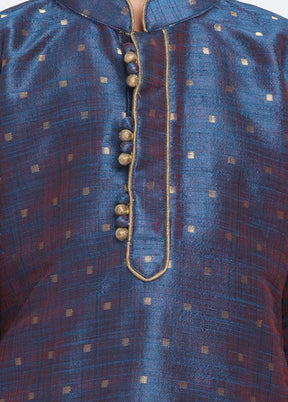 Dark Blue Festive Silk Kurta Pajama Set - Indian Silk House Agencies