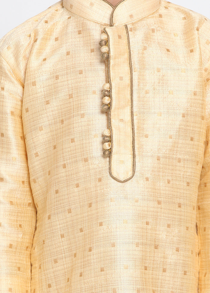 Gold Festive Silk Kurta Pajama Set - Indian Silk House Agencies