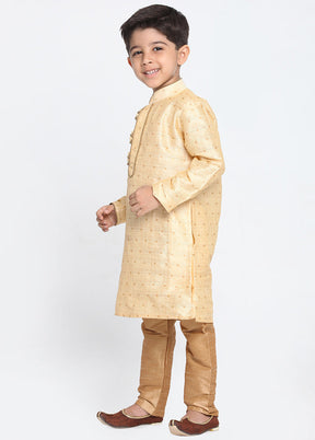 Gold Festive Silk Kurta Pajama Set - Indian Silk House Agencies