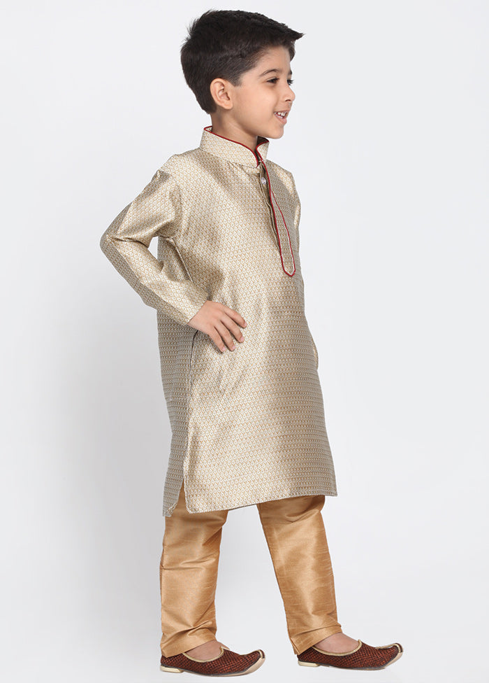 Beige Festive Silk Kurta Pajama Set - Indian Silk House Agencies