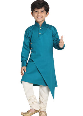 2 Pc Green Cotton Kurta Pajama Set - Indian Silk House Agencies