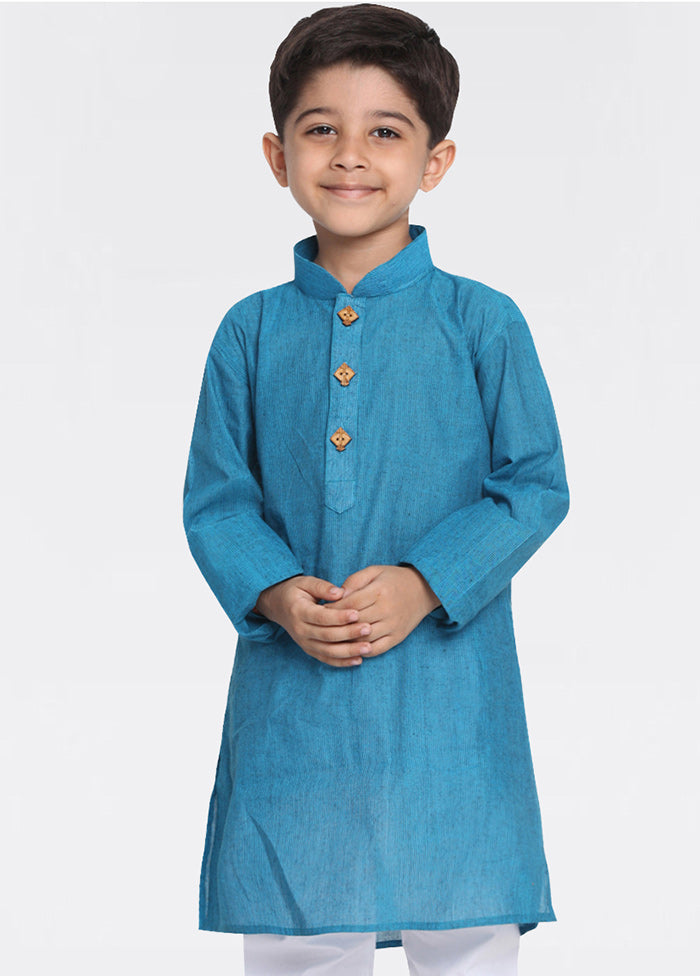 Blue Cotton Kurta - Indian Silk House Agencies