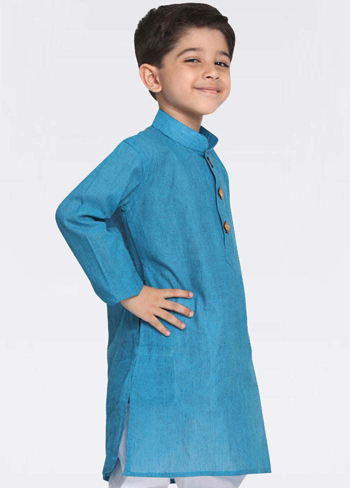 Blue Cotton Kurta - Indian Silk House Agencies