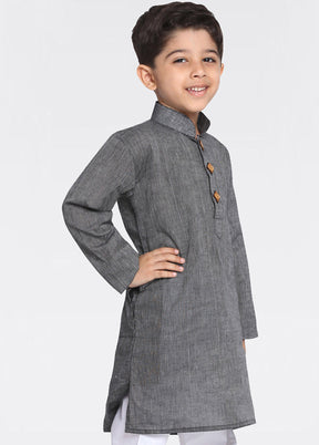 Grey Cotton Kurta - Indian Silk House Agencies