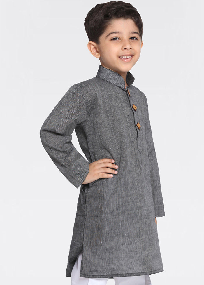 Grey Cotton Kurta - Indian Silk House Agencies