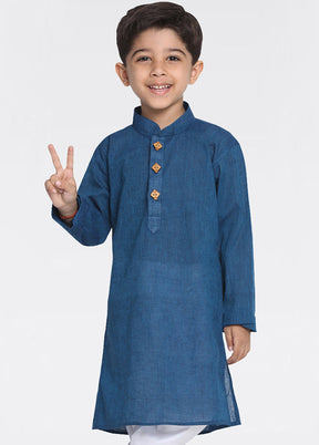 Blue Cotton Kurta - Indian Silk House Agencies