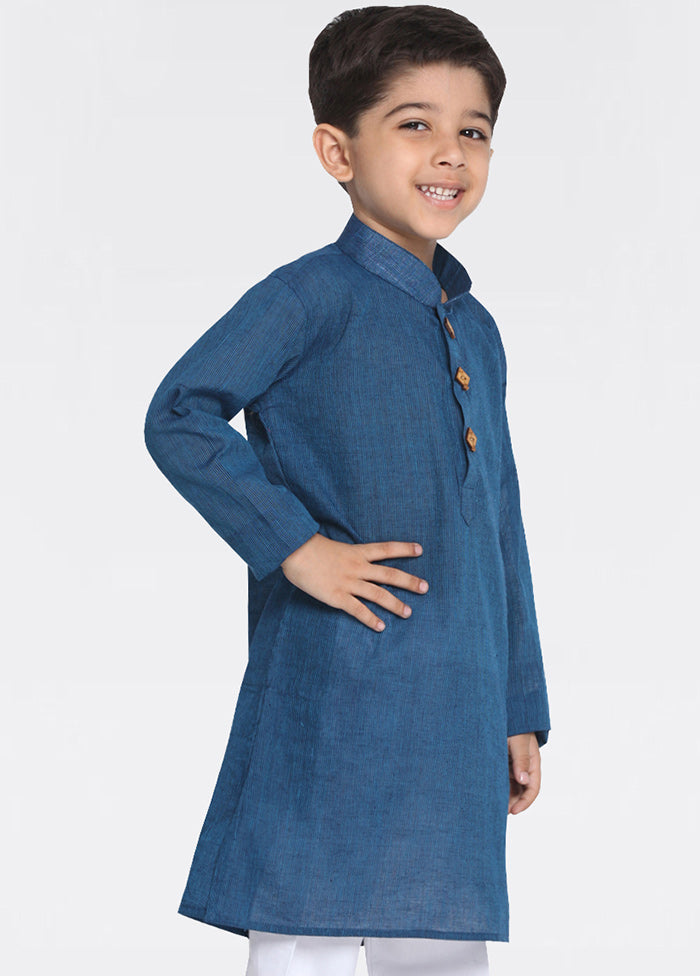 Blue Cotton Kurta - Indian Silk House Agencies