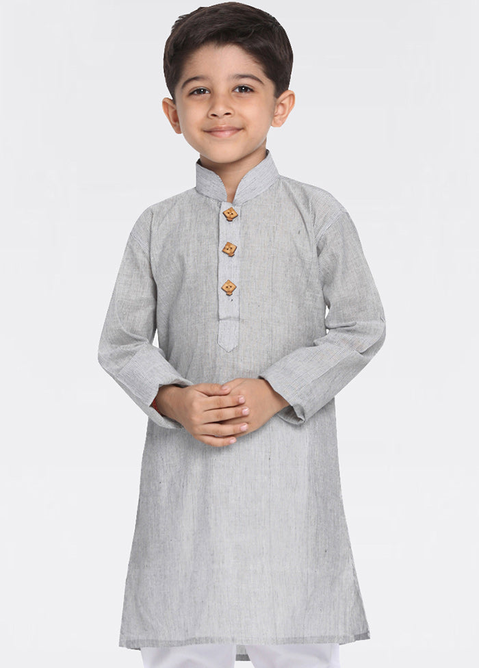 Grey Cotton Kurta - Indian Silk House Agencies