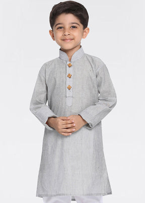 Grey Cotton Kurta - Indian Silk House Agencies