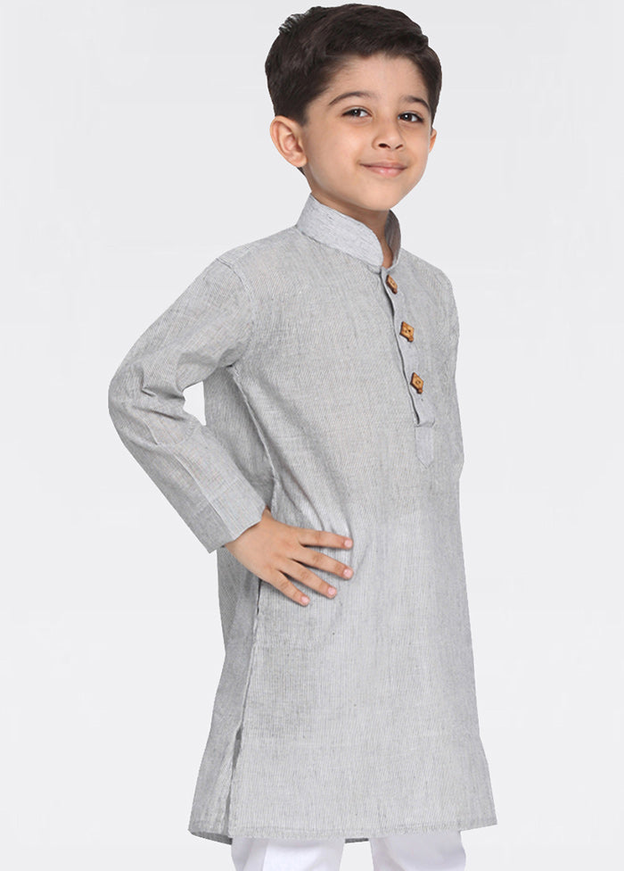 Grey Cotton Kurta - Indian Silk House Agencies