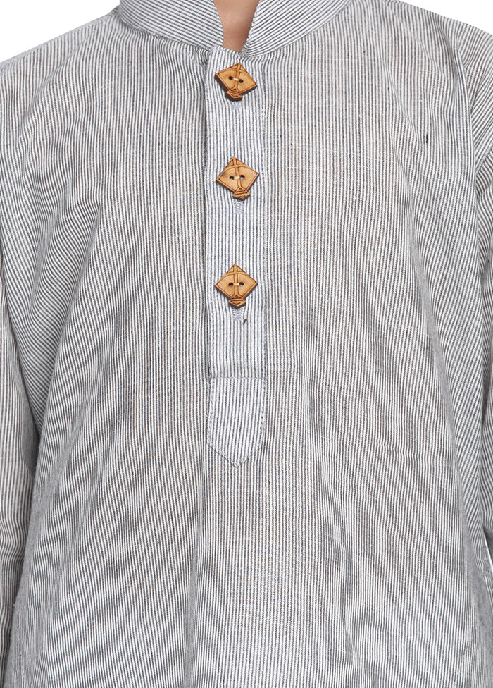 Grey Cotton Kurta - Indian Silk House Agencies