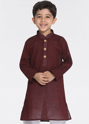 Maroon Cotton Kurta - Indian Silk House Agencies